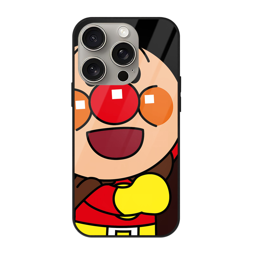 （画像用） アンパンマン Anpanman 【iPhone15Pro対応】スマホケース 耐衝撃＆黄変防止 背面ガラス