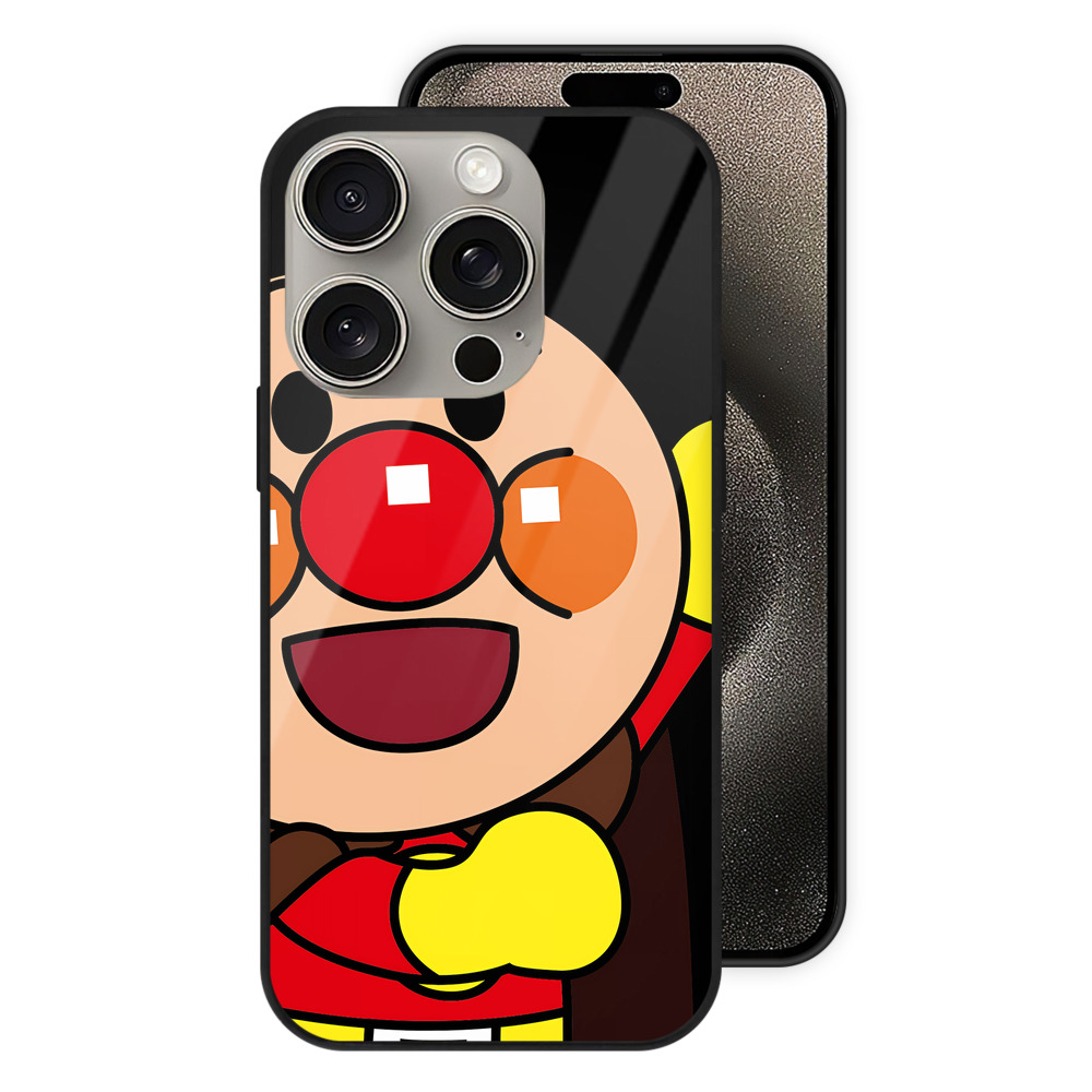 （画像用） アンパンマン Anpanman 【iPhone15Pro対応】スマホケース 耐衝撃＆黄変防止 背面ガラス