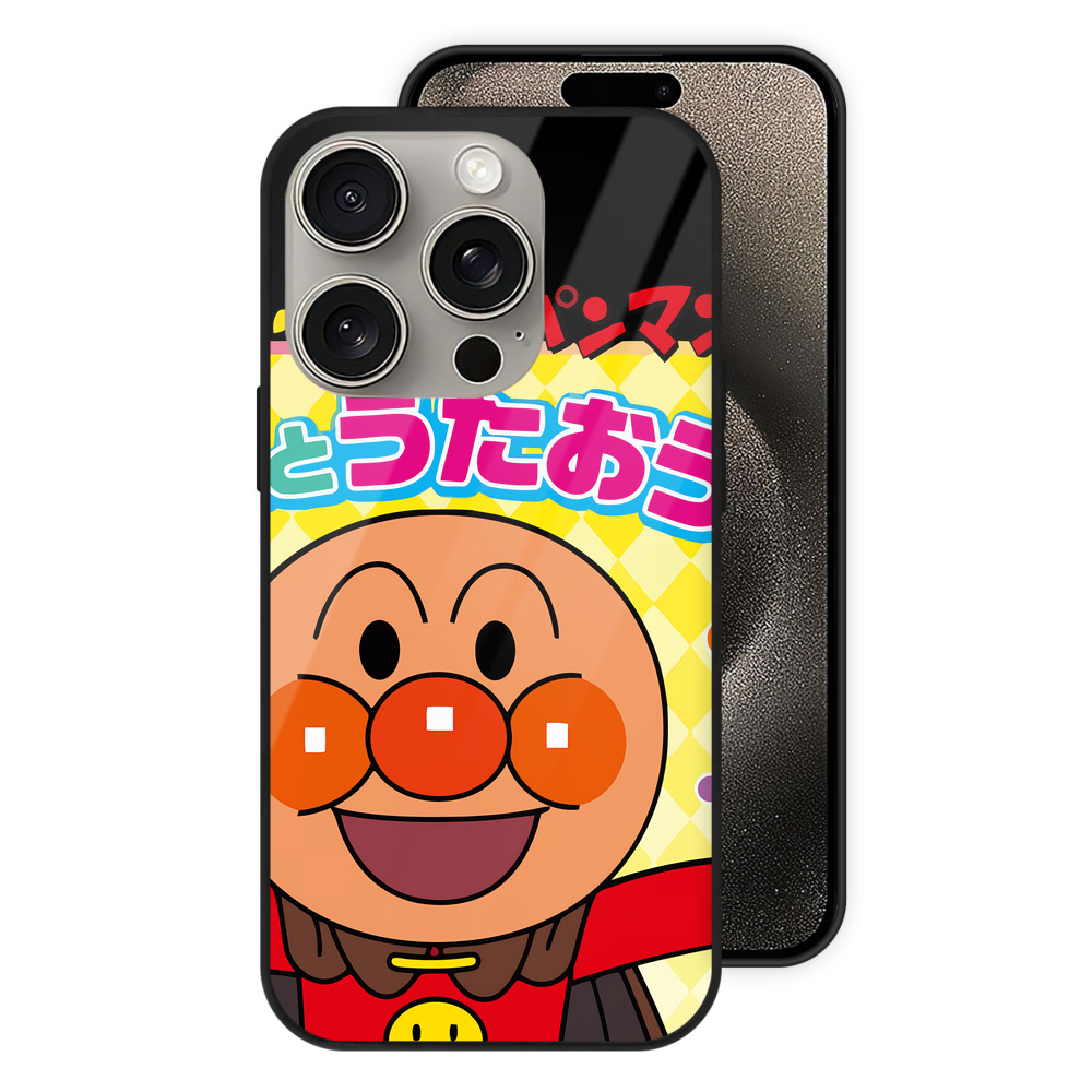 （画像用） アンパンマン Anpanman 【iPhone15Pro対応】スマホケース 耐衝撃＆黄変防止 背面ガラス
