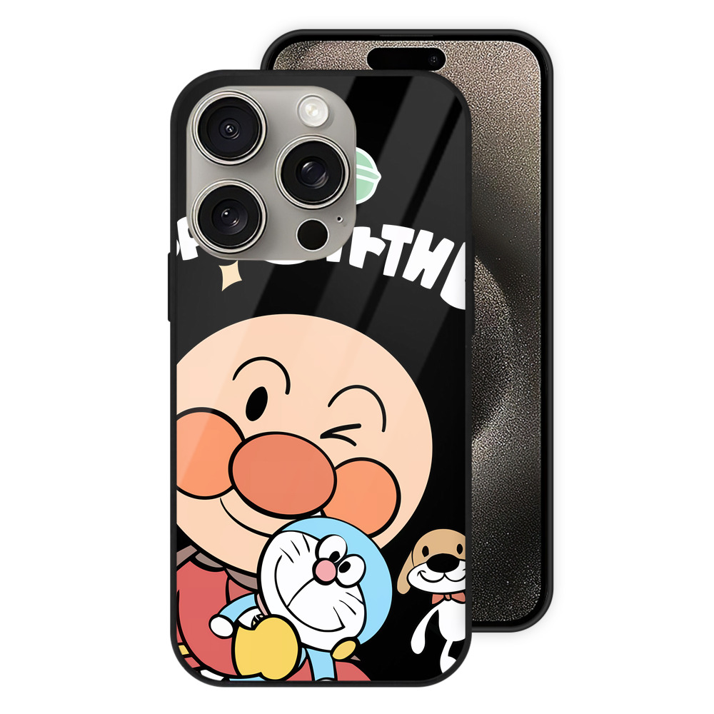 （画像用） アンパンマン Anpanman 【iPhone15Pro対応】スマホケース 耐衝撃＆黄変防止 背面ガラス