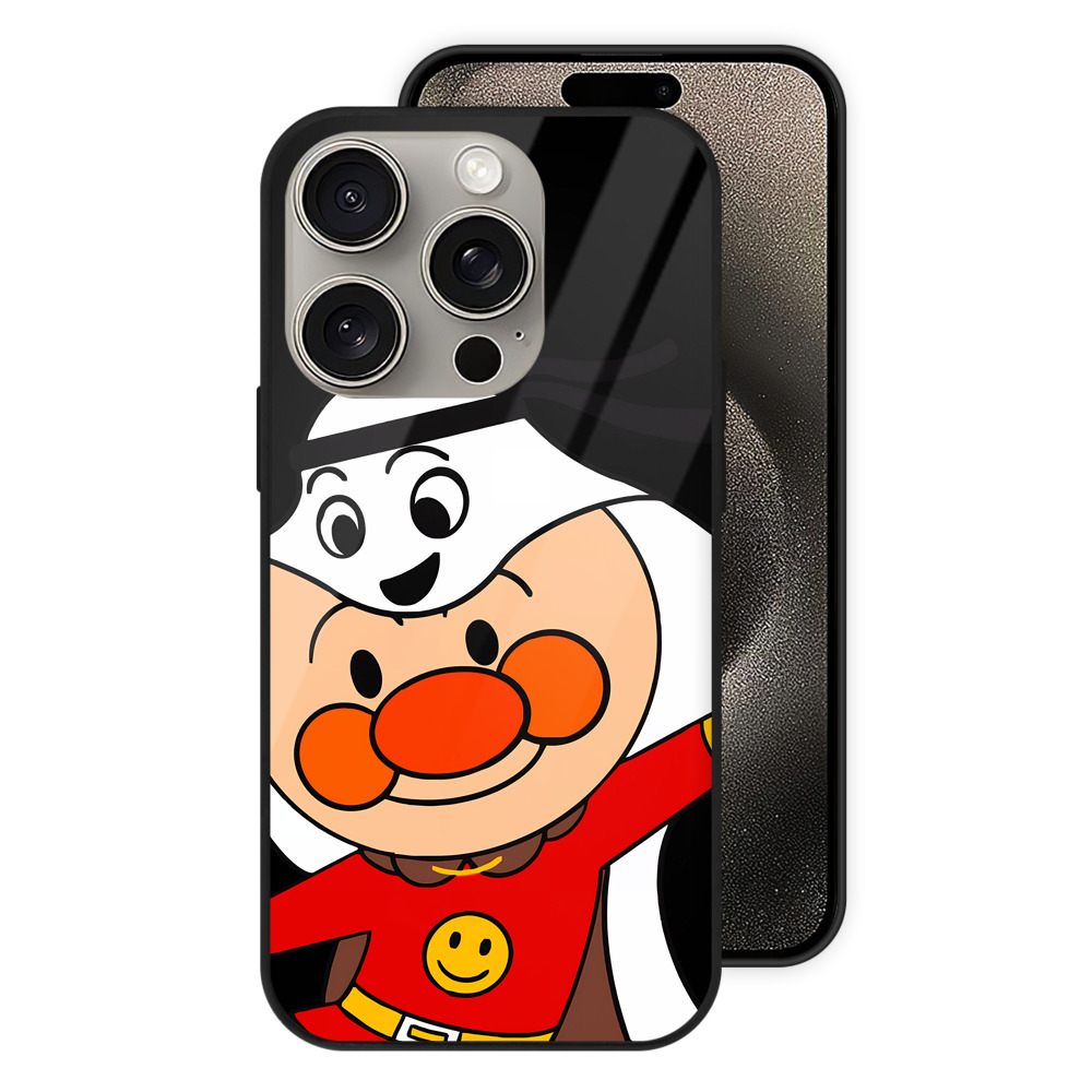 （画像用） アンパンマン Anpanman 【iPhone15Pro対応】スマホケース 耐衝撃＆黄変防止 背面ガラス