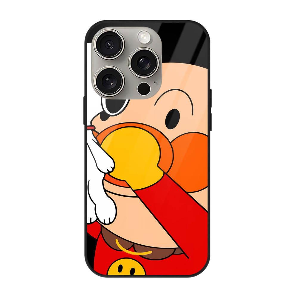 （画像用） アンパンマン Anpanman 【iPhone15Pro対応】スマホケース 耐衝撃＆黄変防止 背面ガラス