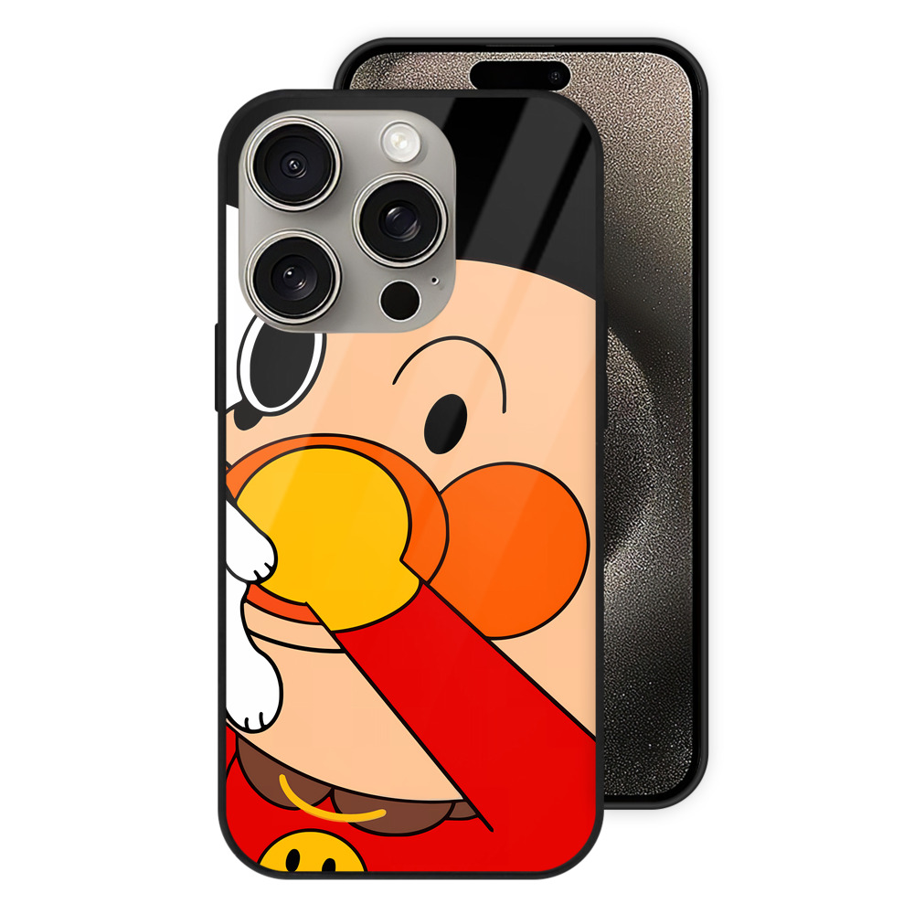 （画像用） アンパンマン Anpanman 【iPhone15Pro対応】スマホケース 耐衝撃＆黄変防止 背面ガラス