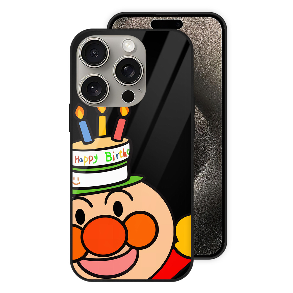 （画像用） アンパンマン Anpanman 【iPhone15Pro対応】スマホケース 耐衝撃＆黄変防止 背面ガラス