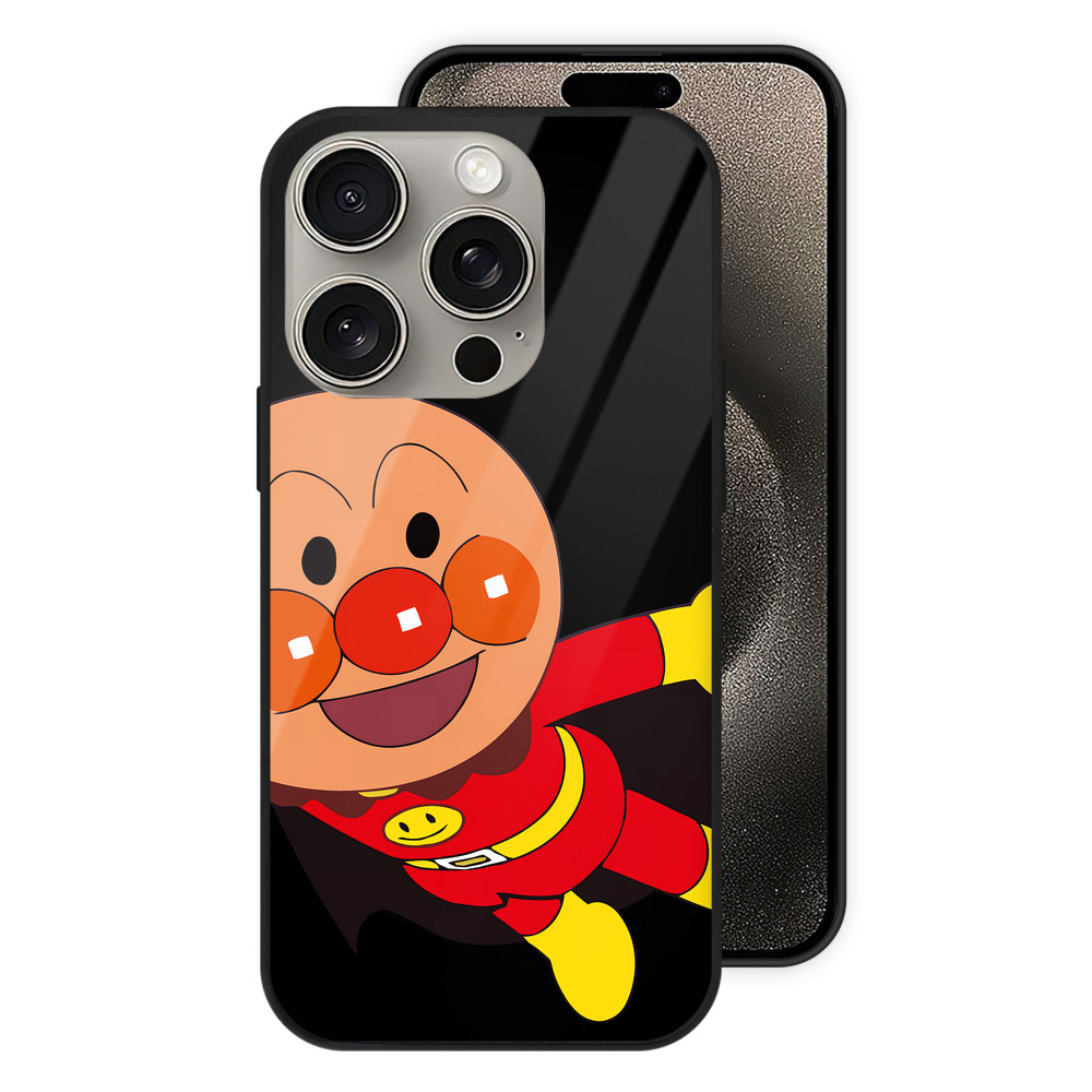 （画像用） アンパンマン Anpanman 【iPhone15Pro対応】スマホケース 耐衝撃＆黄変防止 背面ガラス