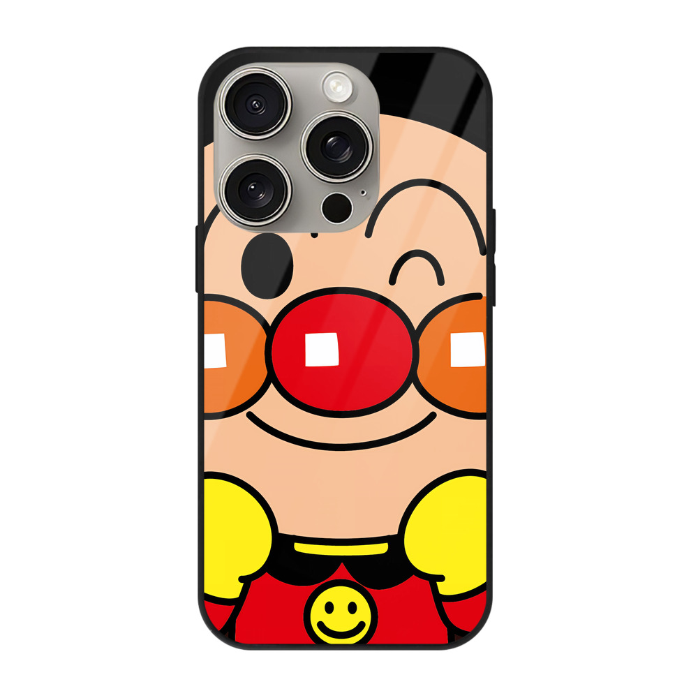 （画像用） アンパンマン Anpanman 【iPhone15Pro対応】スマホケース 耐衝撃＆黄変防止 背面ガラス