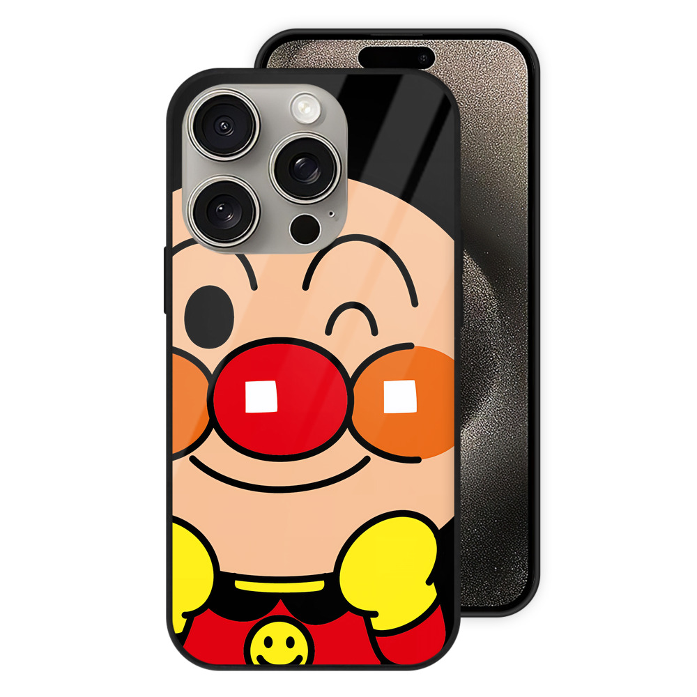 （画像用） アンパンマン Anpanman 【iPhone15Pro対応】スマホケース 耐衝撃＆黄変防止 背面ガラス