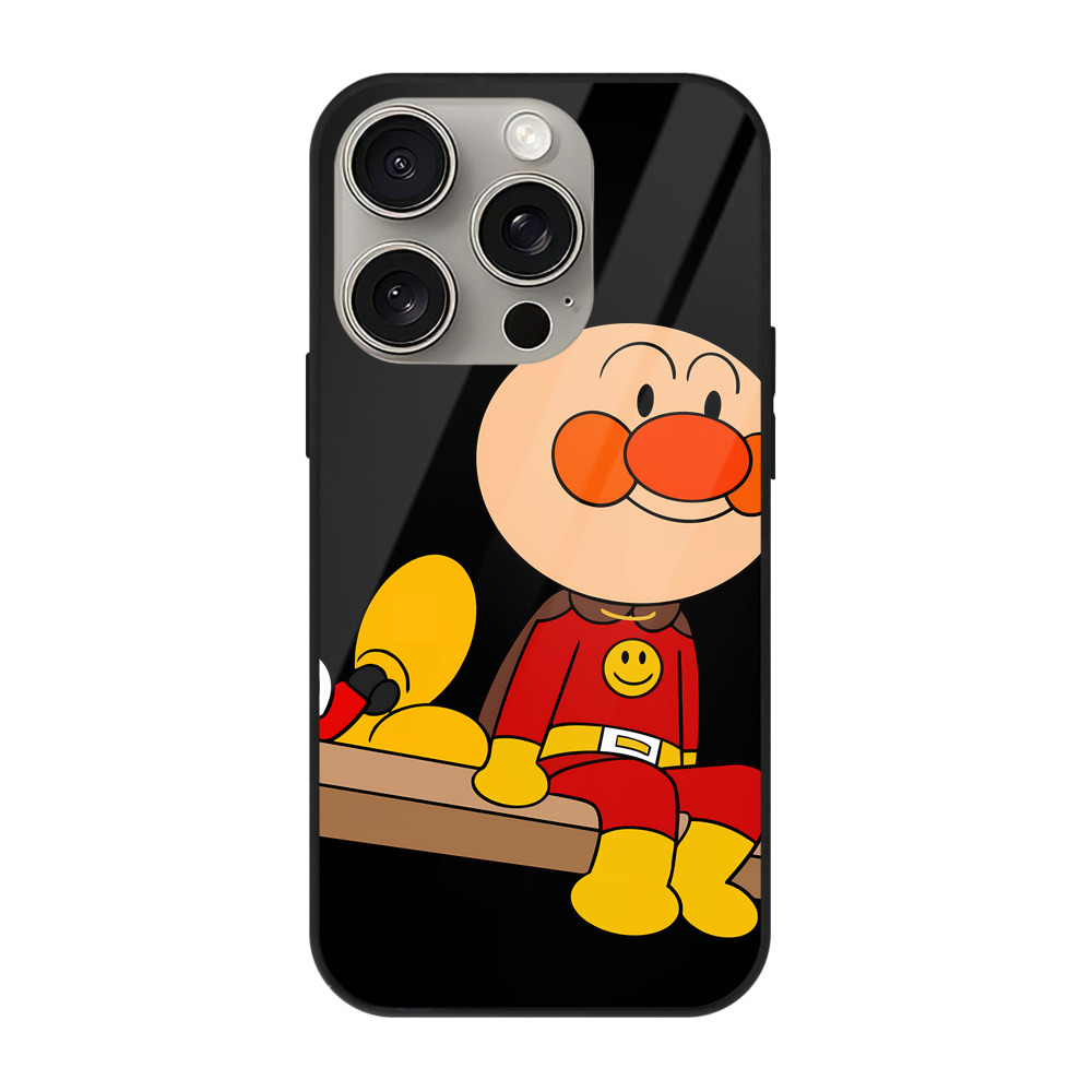 （画像用） アンパンマン Anpanman 【iPhone15Pro対応】スマホケース 耐衝撃＆黄変防止 背面ガラス