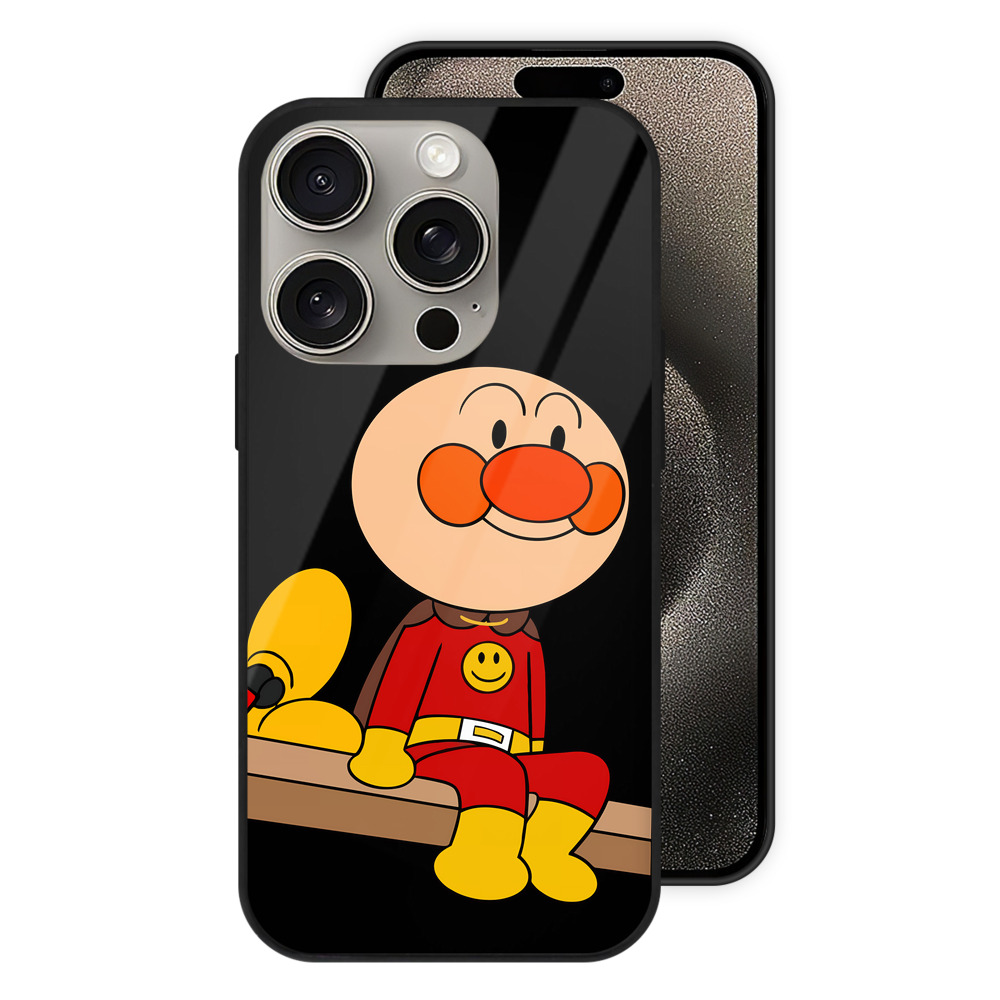 （画像用） アンパンマン Anpanman 【iPhone15Pro対応】スマホケース 耐衝撃＆黄変防止 背面ガラス
