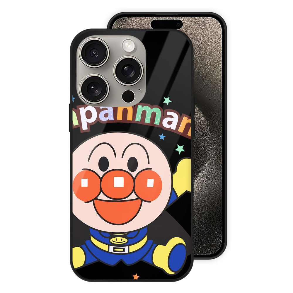 （画像用） アンパンマン Anpanman 【iPhone15Pro対応】スマホケース 耐衝撃＆黄変防止 背面ガラス