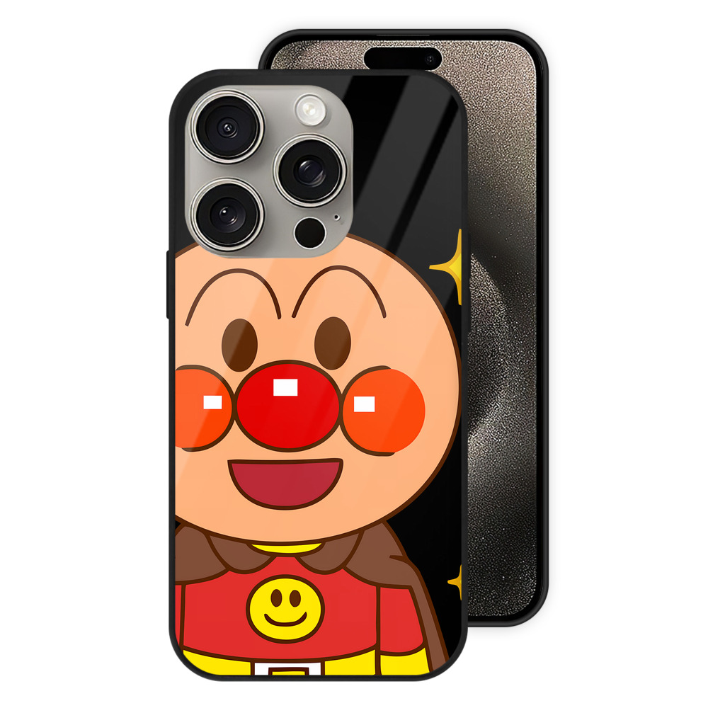 （画像用） アンパンマン Anpanman 【iPhone15Pro対応】スマホケース 耐衝撃＆黄変防止 背面ガラス