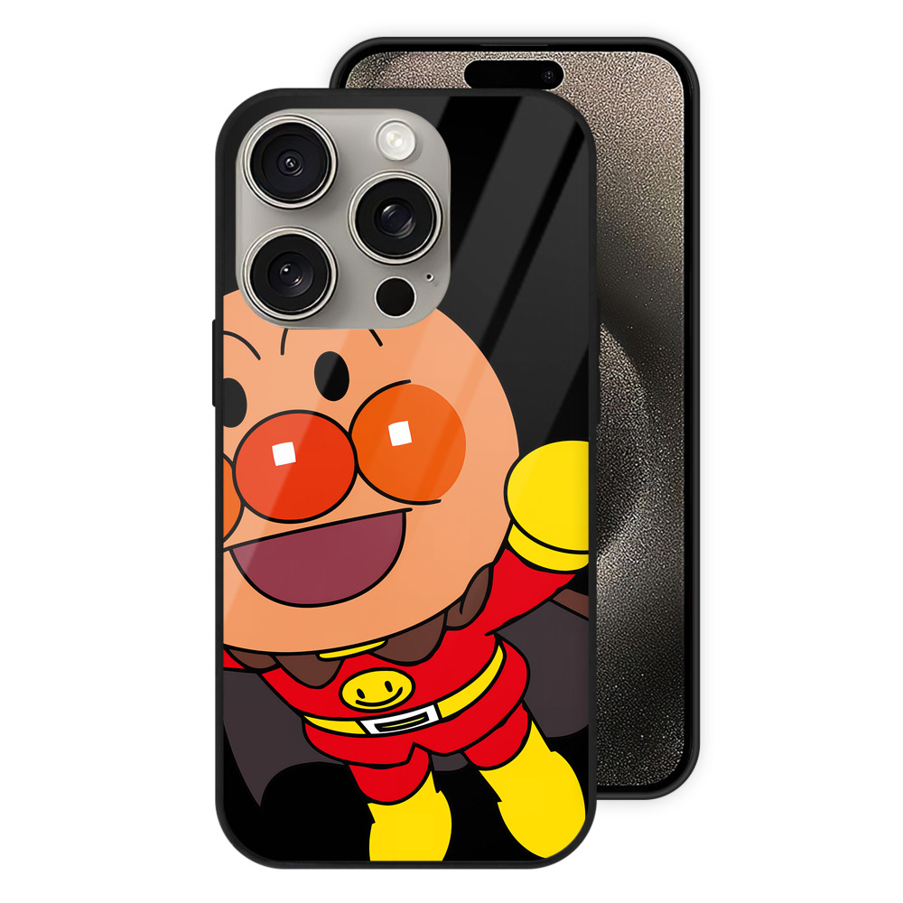 （画像用） アンパンマン Anpanman 【iPhone15Pro対応】スマホケース 耐衝撃＆黄変防止 背面ガラス