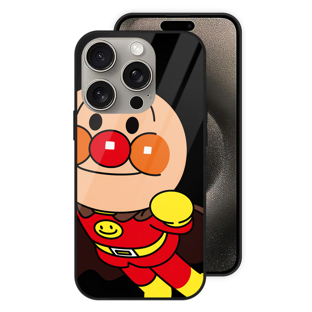 （画像用） アンパンマン Anpanman 【iPhone15Pro対応】スマホケース 耐衝撃＆黄変防止 背面ガラス