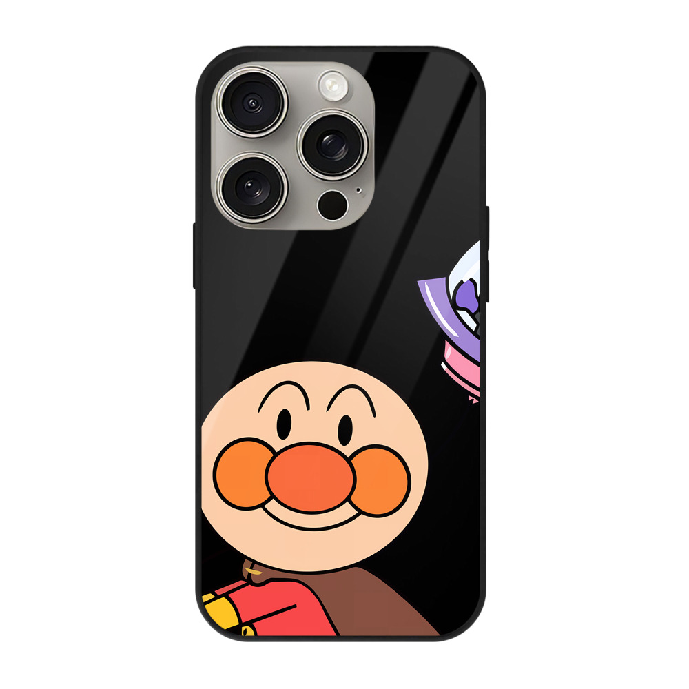 （画像用） アンパンマン Anpanman 【iPhone15Pro対応】スマホケース 耐衝撃＆黄変防止 背面ガラス