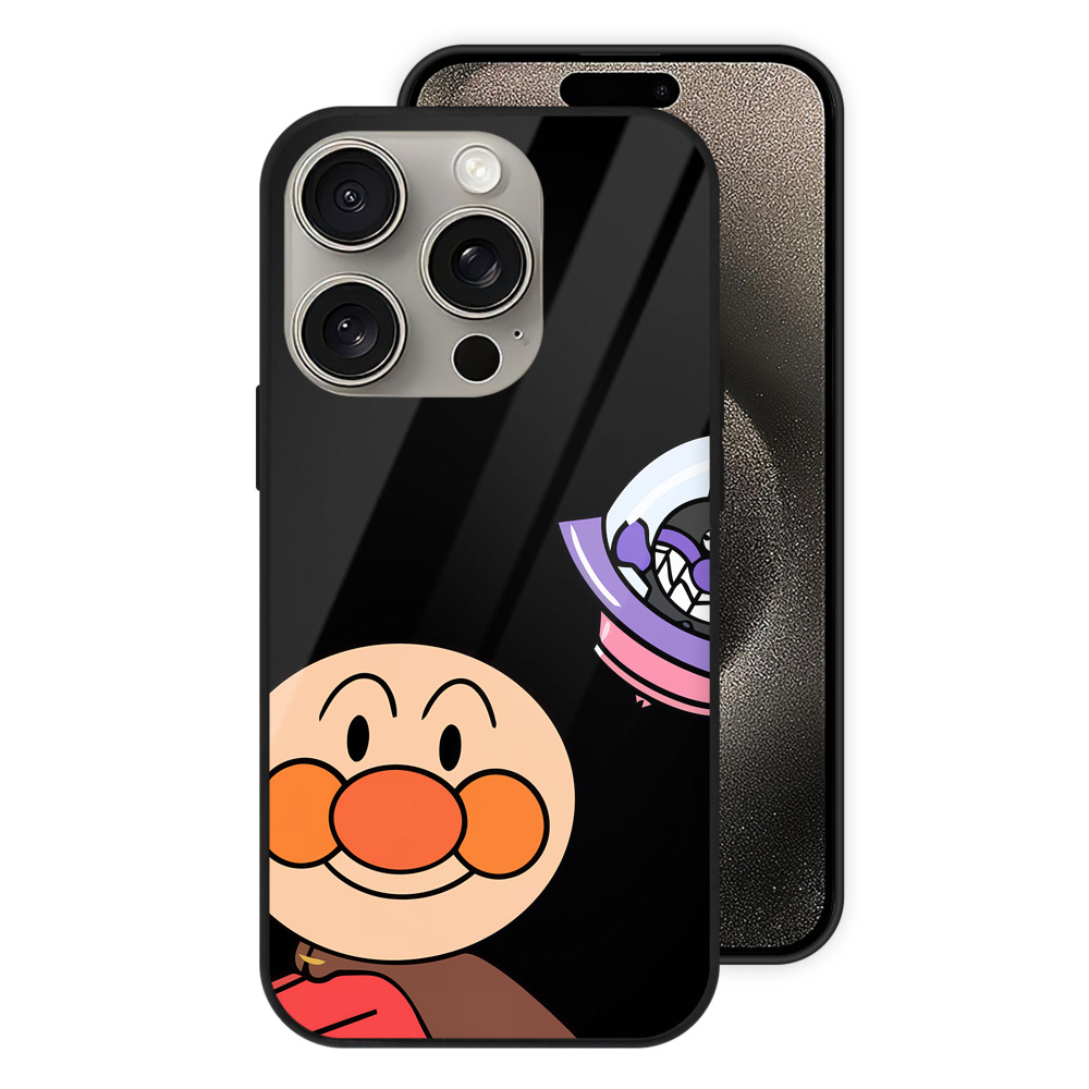 （画像用） アンパンマン Anpanman 【iPhone15Pro対応】スマホケース 耐衝撃＆黄変防止 背面ガラス