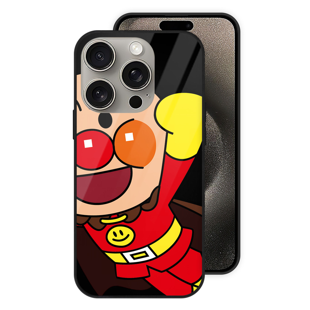 （画像用） アンパンマン Anpanman 【iPhone15Pro対応】スマホケース 耐衝撃＆黄変防止 背面ガラス