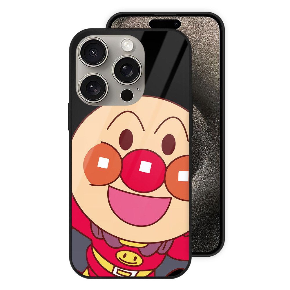 （画像用） アンパンマン Anpanman 【iPhone15Pro対応】スマホケース 耐衝撃＆黄変防止 背面ガラス