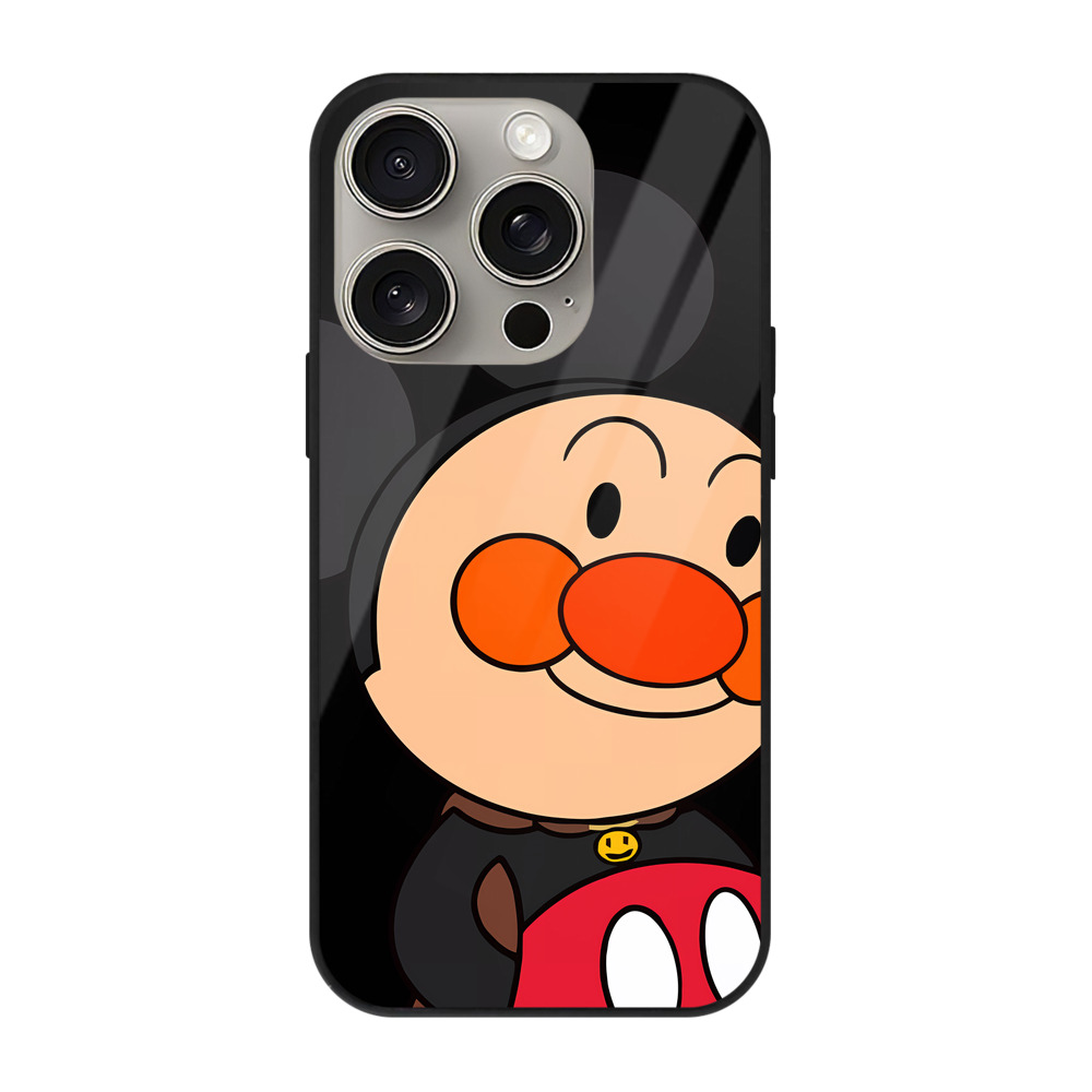 （画像用） アンパンマン Anpanman 【iPhone15Pro対応】スマホケース 耐衝撃＆黄変防止 背面ガラス