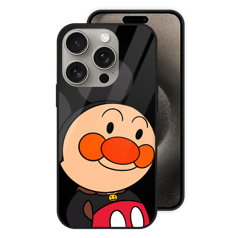 （画像用） アンパンマン Anpanman 【iPhone15Pro対応】スマホケース 耐衝撃＆黄変防止 背面ガラス