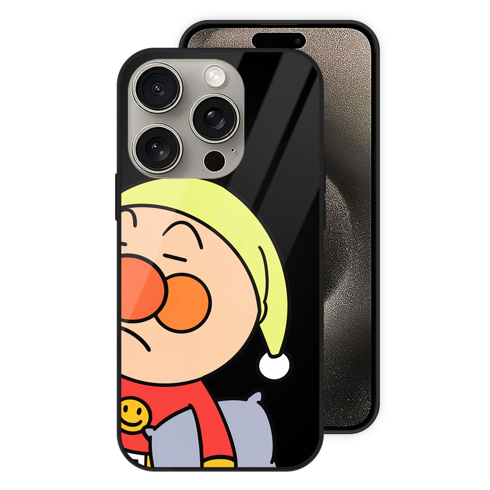（画像用） アンパンマン Anpanman 【iPhone15Pro対応】スマホケース 耐衝撃＆黄変防止 背面ガラス
