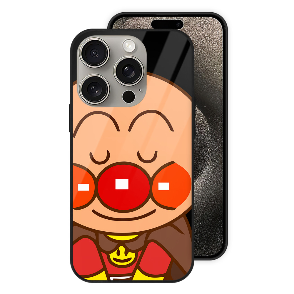 （画像用） アンパンマン Anpanman 【iPhone15Pro対応】スマホケース 耐衝撃＆黄変防止 背面ガラス