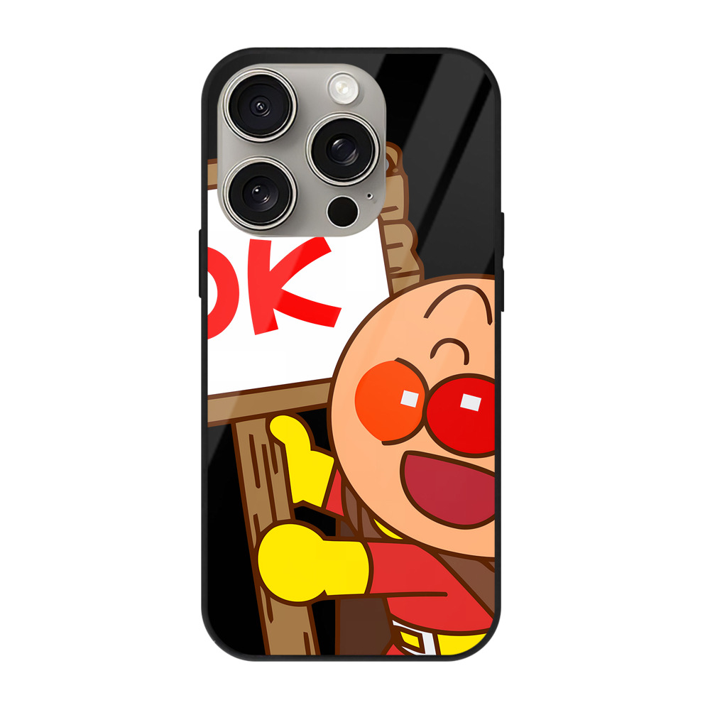 （画像用） アンパンマン Anpanman 【iPhone15Pro対応】スマホケース 耐衝撃＆黄変防止 背面ガラス
