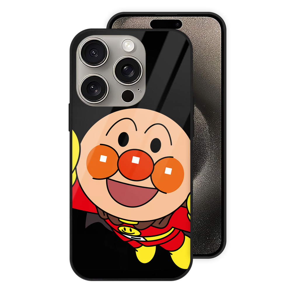 （画像用） アンパンマン Anpanman 【iPhone15Pro対応】スマホケース 耐衝撃＆黄変防止 背面ガラス