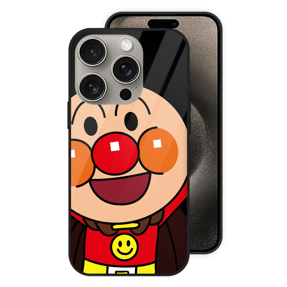 （画像用） アンパンマン Anpanman 【iPhone15Pro対応】スマホケース 耐衝撃＆黄変防止 背面ガラス