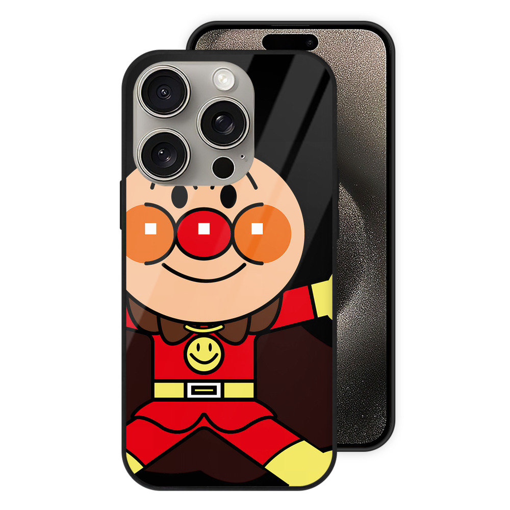 （画像用） アンパンマン Anpanman 【iPhone15Pro対応】スマホケース 耐衝撃＆黄変防止 背面ガラス