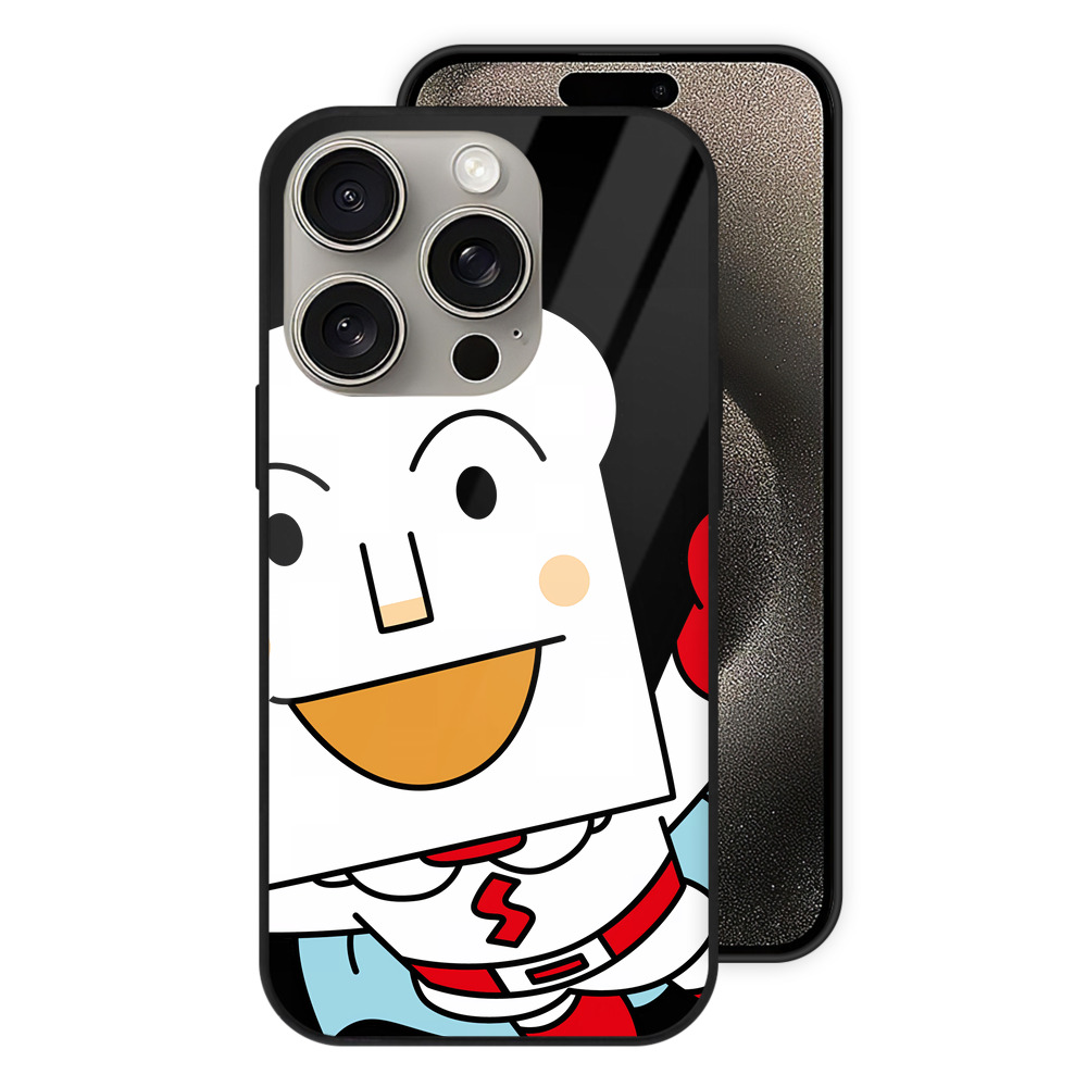 （画像用） アンパンマン Anpanman 【iPhone15Pro対応】スマホケース 耐衝撃＆黄変防止 背面ガラス
