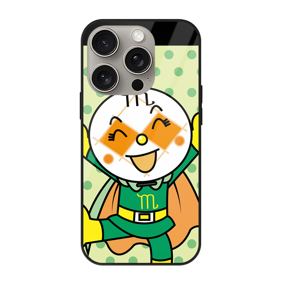 （画像用） アンパンマン Anpanman 【iPhone15Pro対応】スマホケース 耐衝撃＆黄変防止 背面ガラス
