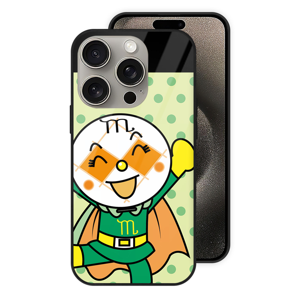 （画像用） アンパンマン Anpanman 【iPhone15Pro対応】スマホケース 耐衝撃＆黄変防止 背面ガラス