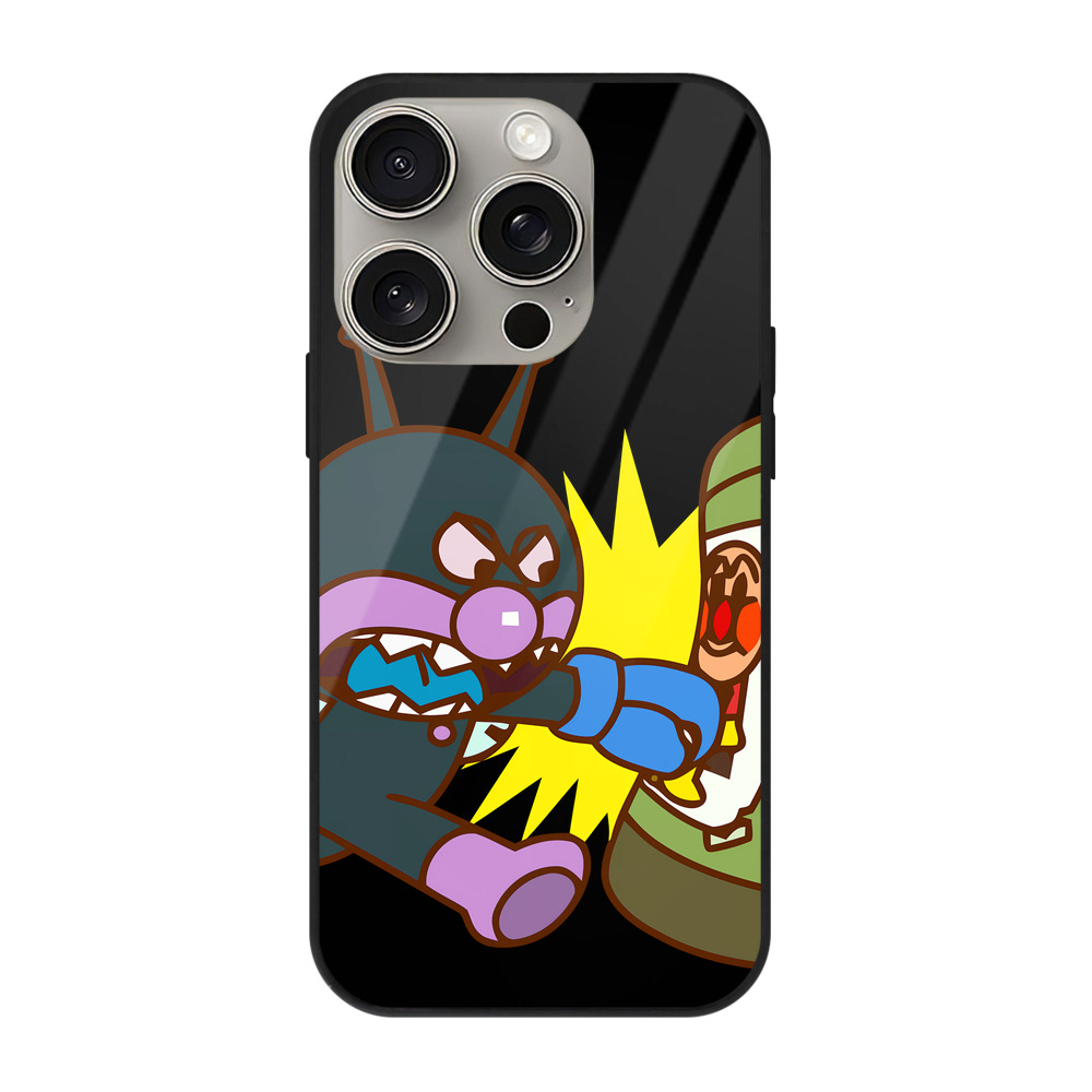 （画像用） アンパンマン Anpanman 【iPhone15Pro対応】スマホケース 耐衝撃＆黄変防止 背面ガラス