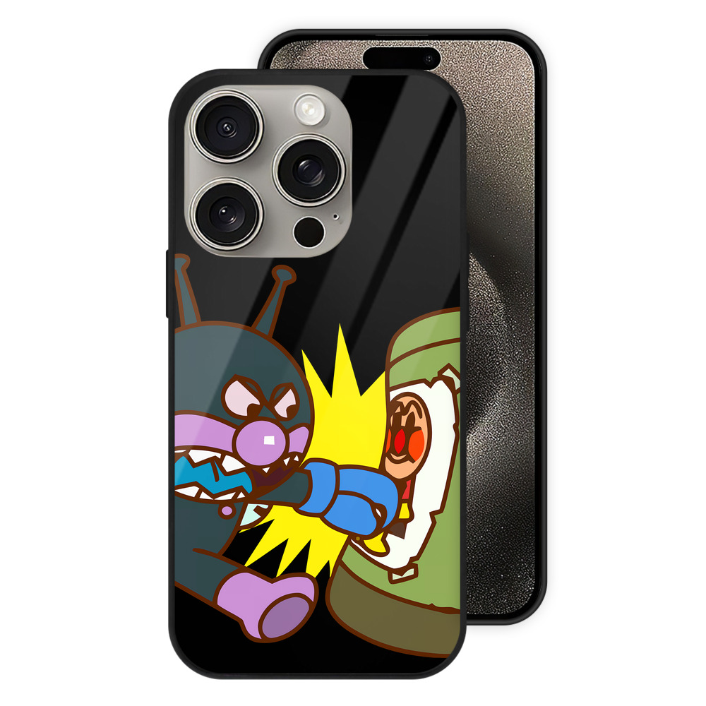 （画像用） アンパンマン Anpanman 【iPhone15Pro対応】スマホケース 耐衝撃＆黄変防止 背面ガラス