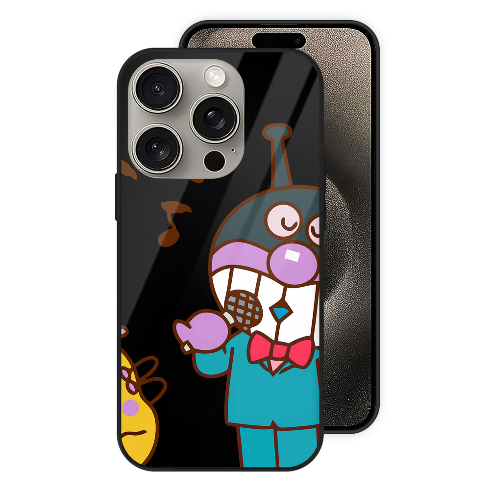 （画像用） アンパンマン Anpanman 【iPhone15Pro対応】スマホケース 耐衝撃＆黄変防止 背面ガラス