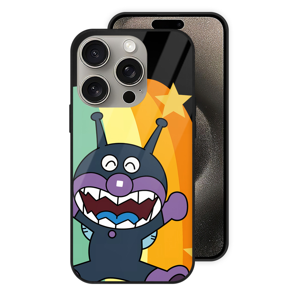 （画像用） アンパンマン Anpanman 【iPhone15Pro対応】スマホケース 耐衝撃＆黄変防止 背面ガラス