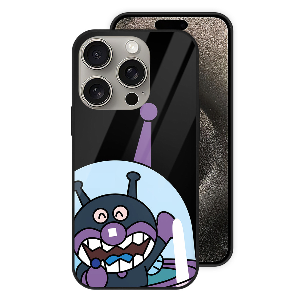 （画像用） アンパンマン Anpanman 【iPhone15Pro対応】スマホケース 耐衝撃＆黄変防止 背面ガラス