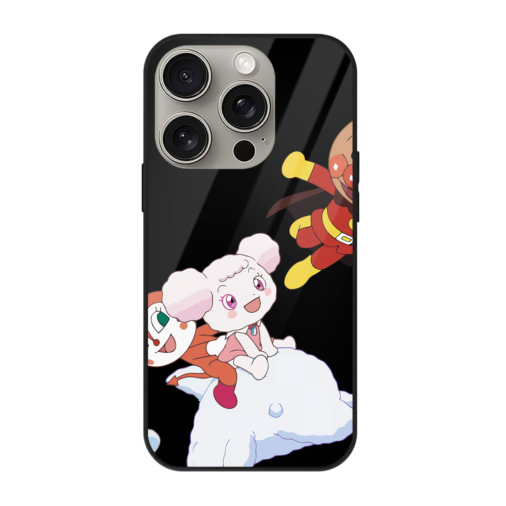 （画像用） アンパンマン Anpanman 【iPhone15Pro対応】スマホケース 耐衝撃＆黄変防止 背面ガラス