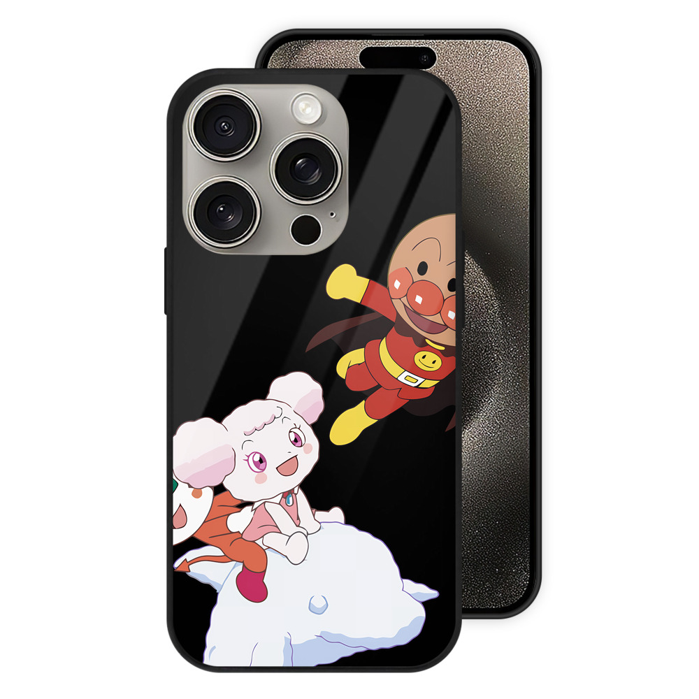 （画像用） アンパンマン Anpanman 【iPhone15Pro対応】スマホケース 耐衝撃＆黄変防止 背面ガラス
