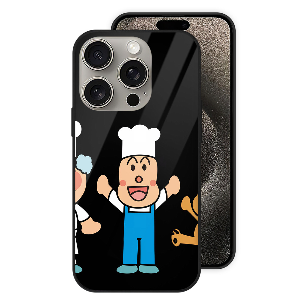 （画像用） アンパンマン Anpanman 【iPhone15Pro対応】スマホケース 耐衝撃＆黄変防止 背面ガラス