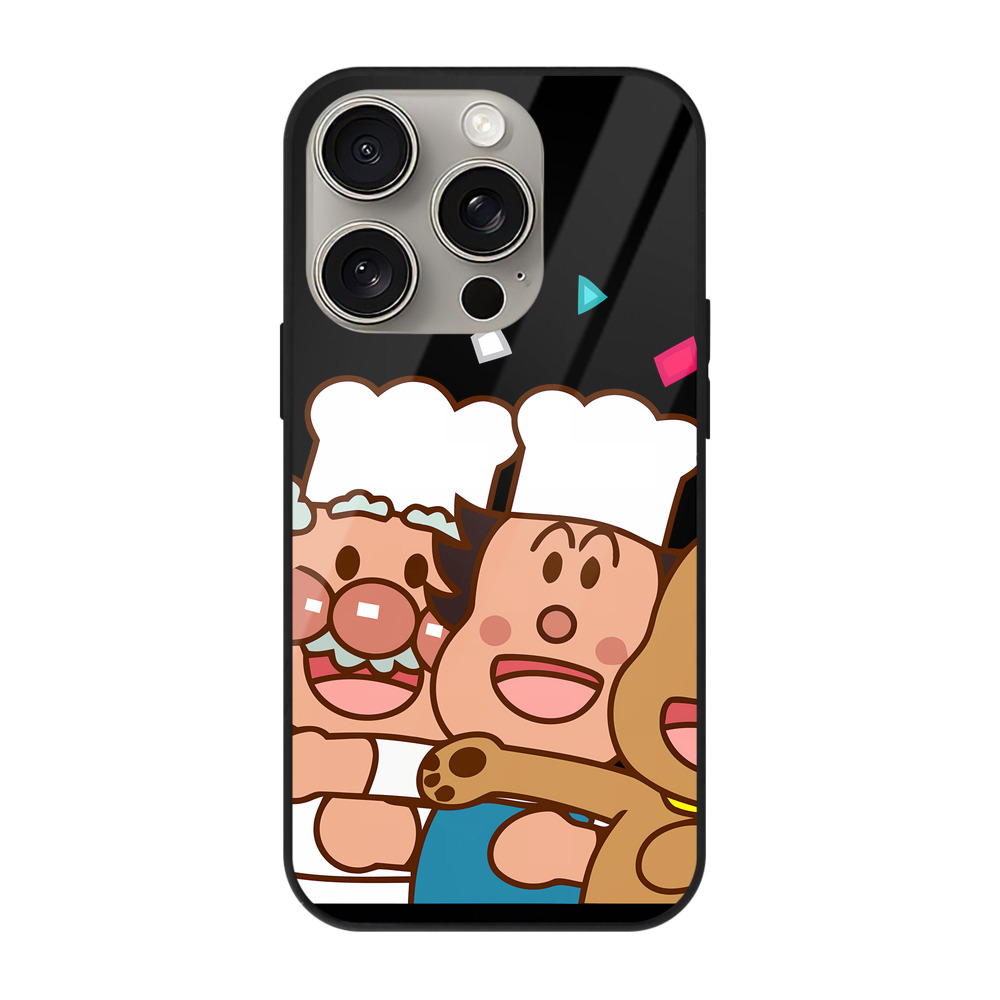 （画像用） アンパンマン Anpanman 【iPhone15Pro対応】スマホケース 耐衝撃＆黄変防止 背面ガラス