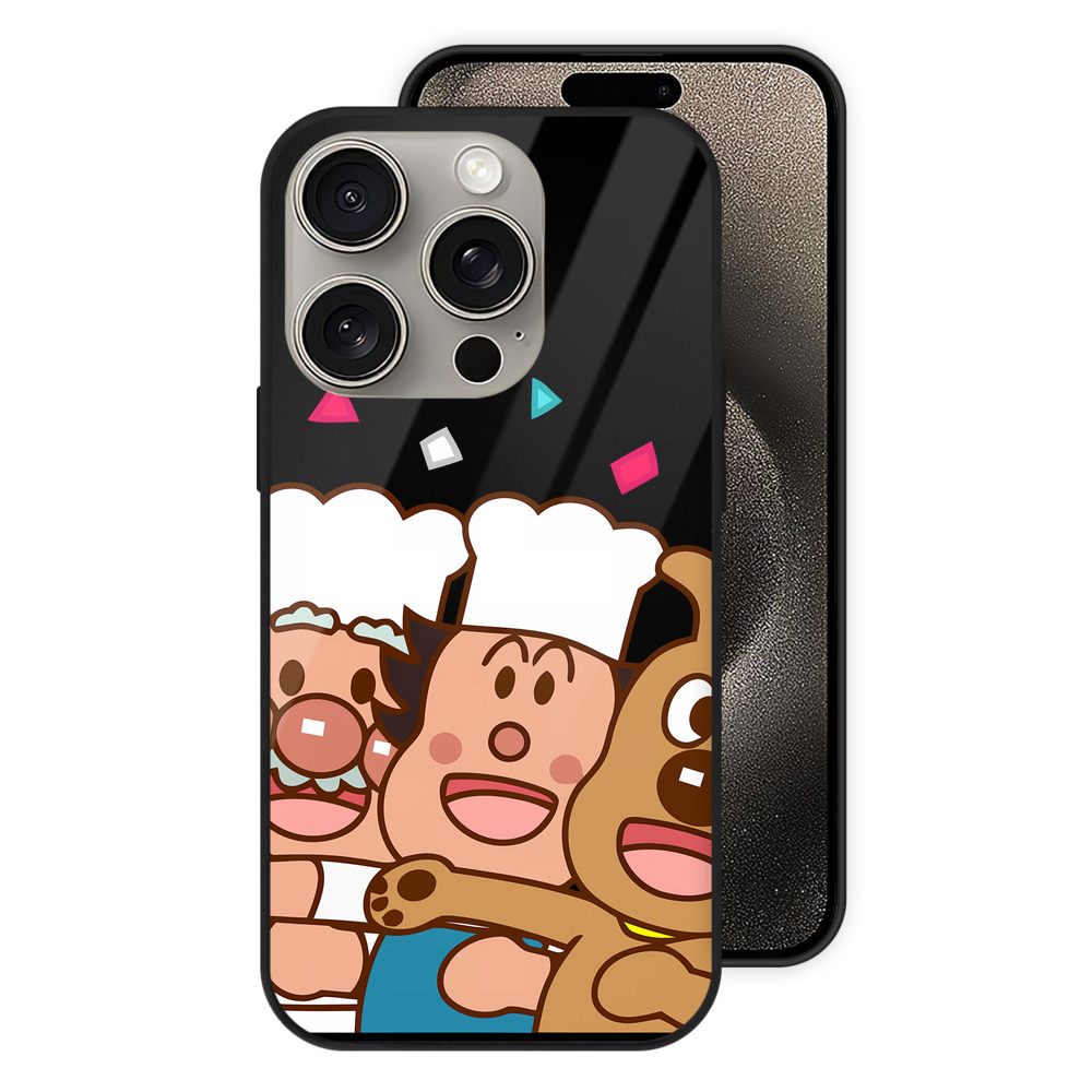 （画像用） アンパンマン Anpanman 【iPhone15Pro対応】スマホケース 耐衝撃＆黄変防止 背面ガラス