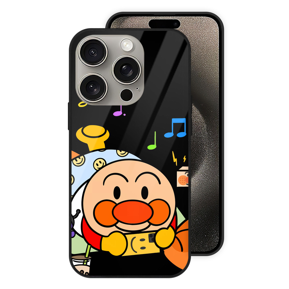 （画像用） アンパンマン Anpanman 【iPhone15Pro対応】スマホケース 耐衝撃＆黄変防止 背面ガラス