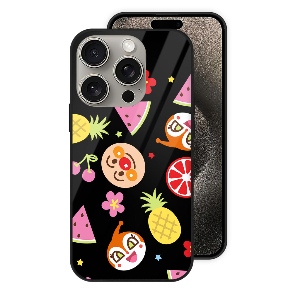 （画像用） アンパンマン Anpanman 【iPhone15Pro対応】スマホケース 耐衝撃＆黄変防止 背面ガラス