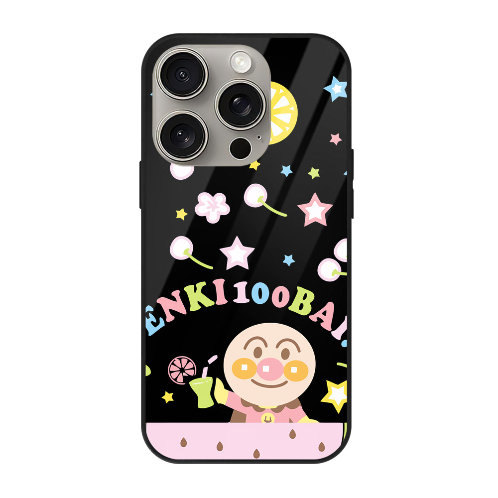 （画像用） アンパンマン Anpanman 【iPhone15Pro対応】スマホケース 耐衝撃＆黄変防止 背面ガラス
