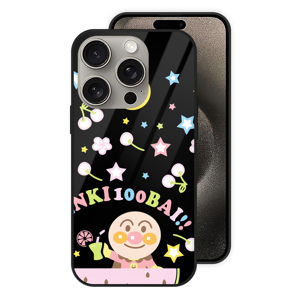 （画像用） アンパンマン Anpanman 【iPhone15Pro対応】スマホケース 耐衝撃＆黄変防止 背面ガラス