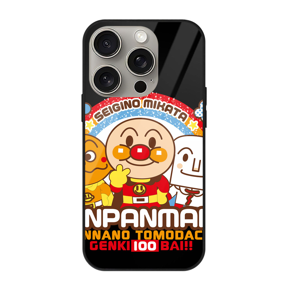（画像用） アンパンマン Anpanman 【iPhone15Pro対応】スマホケース 耐衝撃＆黄変防止 背面ガラス
