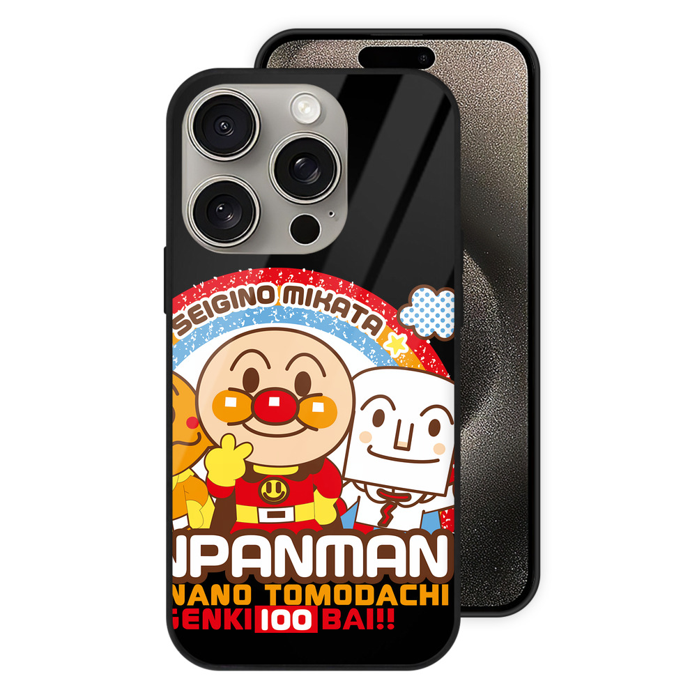 （画像用） アンパンマン Anpanman 【iPhone15Pro対応】スマホケース 耐衝撃＆黄変防止 背面ガラス