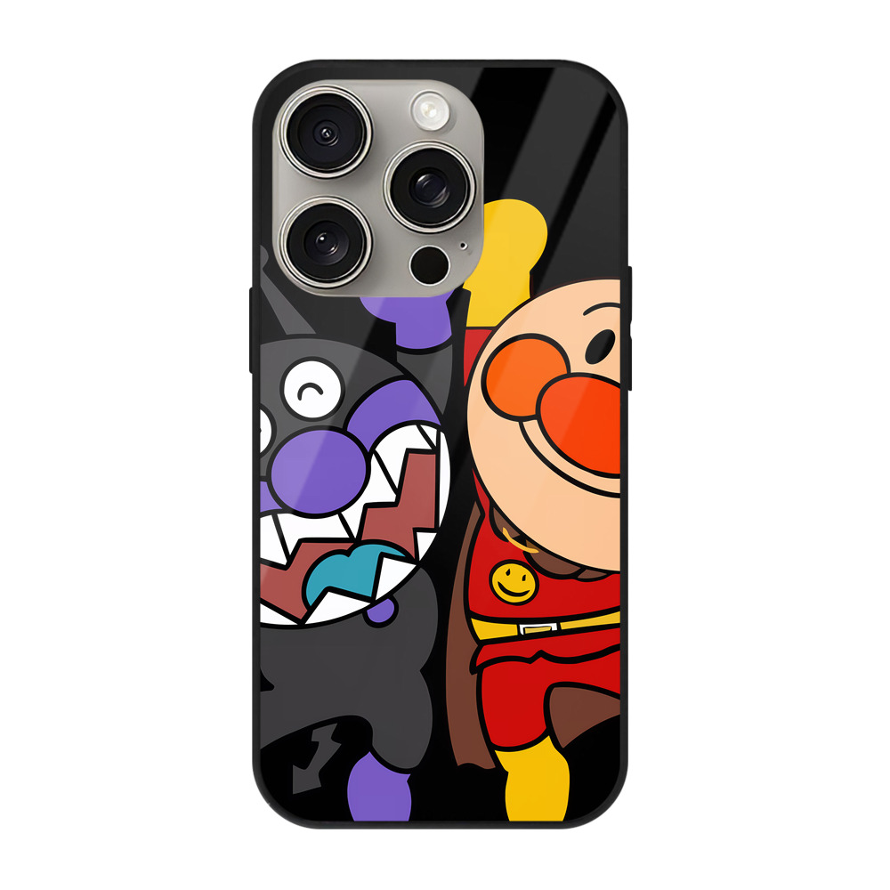 （画像用） アンパンマン Anpanman 【iPhone15Pro対応】スマホケース 耐衝撃＆黄変防止 背面ガラス