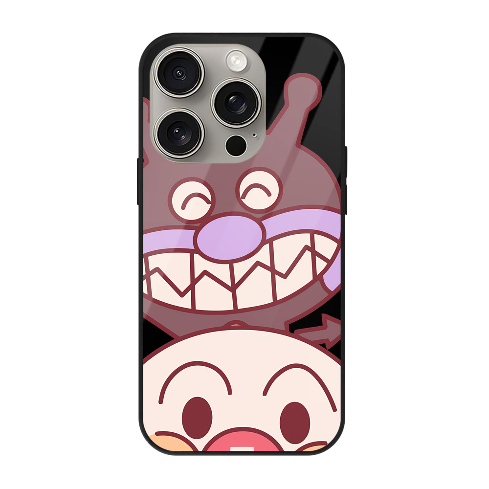 （画像用） アンパンマン Anpanman 【iPhone15Pro対応】スマホケース 耐衝撃＆黄変防止 背面ガラス